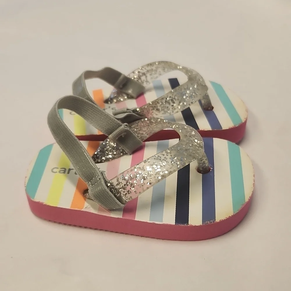 Carters Sandals 3-6 months flip-flop elastic back stripe